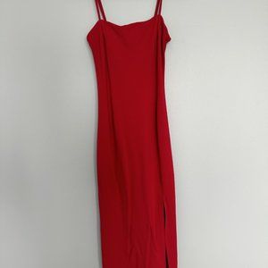 Dynamite Red Bodycon Midi Dress with Slit
